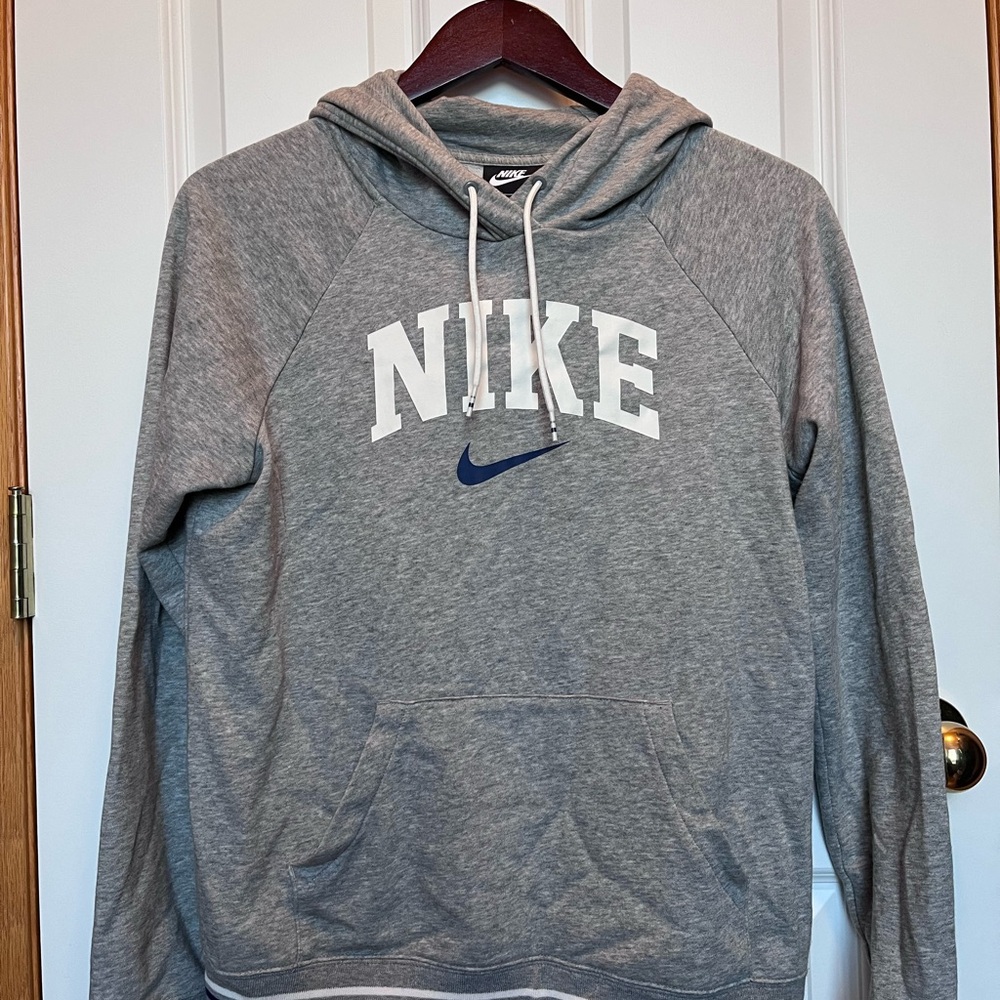 Nike Gray Hoodie with Blue Logo